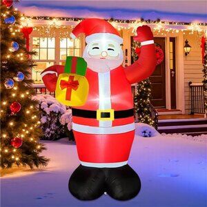 6 FT Christmas Inflatables Decor, Blow up Santa Claus with Bright LED Lights